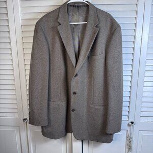 Oscar De Le Renta men’s 50L Tan Wool Cashmere Blazer Jacket 2-Button